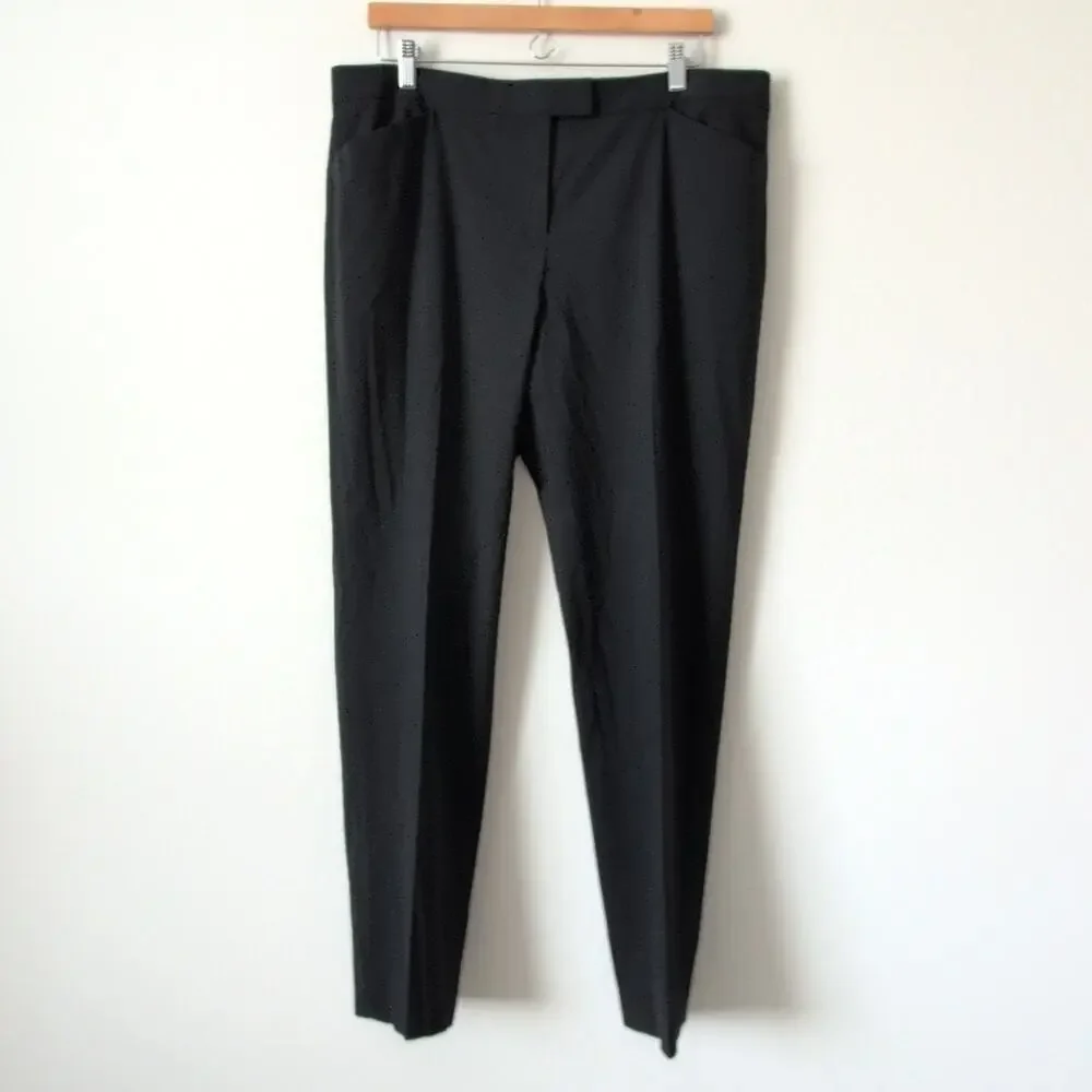 Lafayette 148 New York Black‎ Irving Trouser Pants Size 14 Wool Blend Minimalist